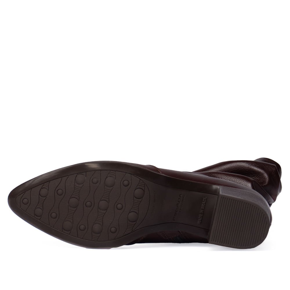 Bota Feminina Pegada Couro Soft Touch Salto Bloco Marrom Marrom 2