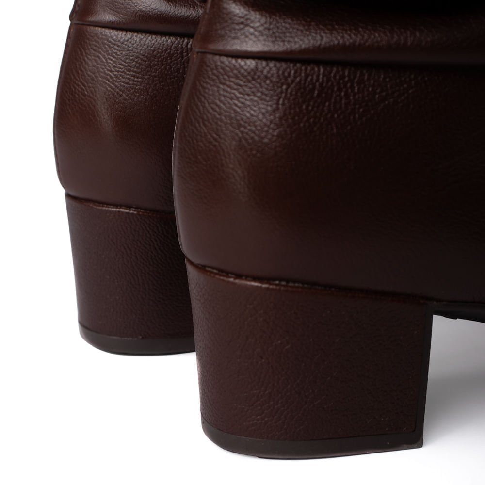 Bota Feminina Pegada Couro Soft Touch Salto Bloco Marrom Marrom 5