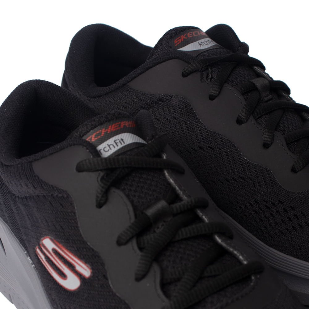 Tênis Masculino Skechers Arch Fit Respirável Preto Preto 6