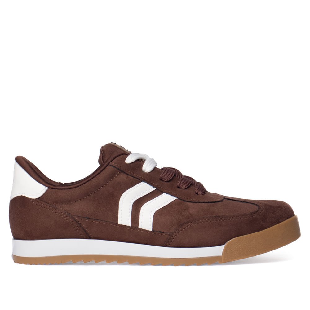 Tênis Feminino Via Marte Camurça Visual Retrô Marrom/Branco