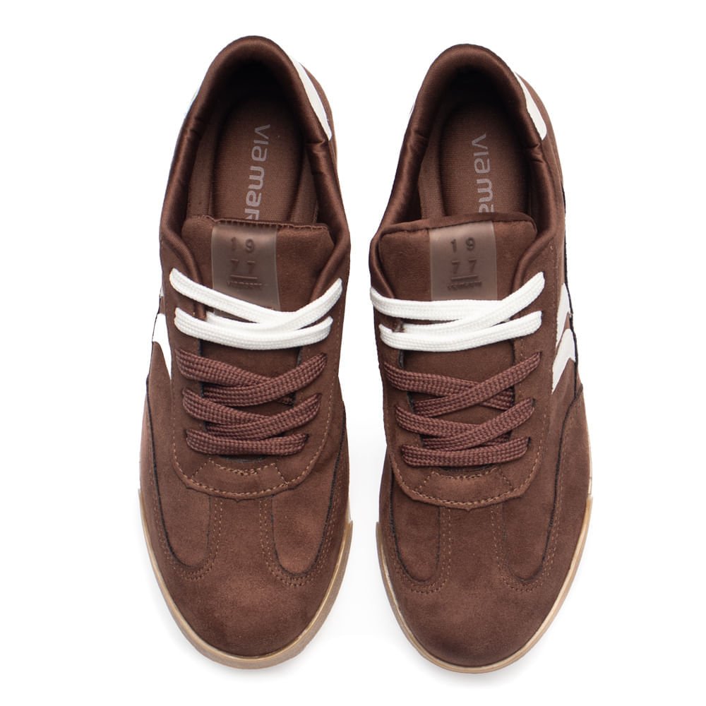 Tênis Feminino Via Marte Camurça Visual Retrô Marrom/Branco Marrom/Branco 4