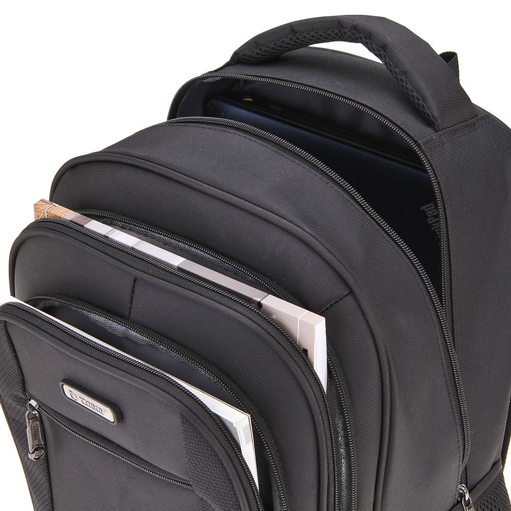 Mochila Unissex Tonin 2103 Compartimentos Frontais Preto Preto 4