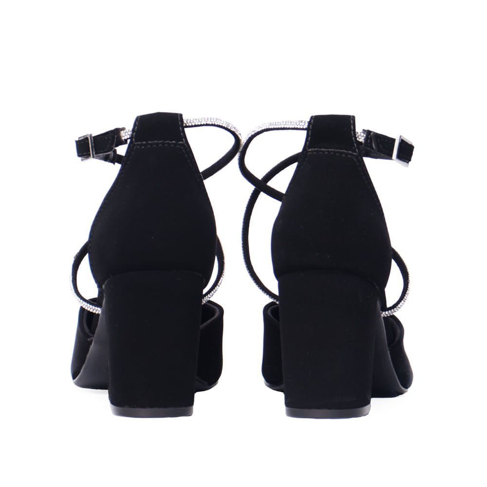 Scarpin Feminino Via Marte Nobuck Tiras Brilho Preto Preto 3