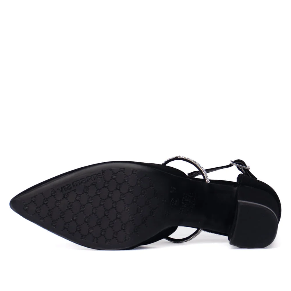 Scarpin Feminino Via Marte Nobuck Tiras Brilho Preto Preto 2