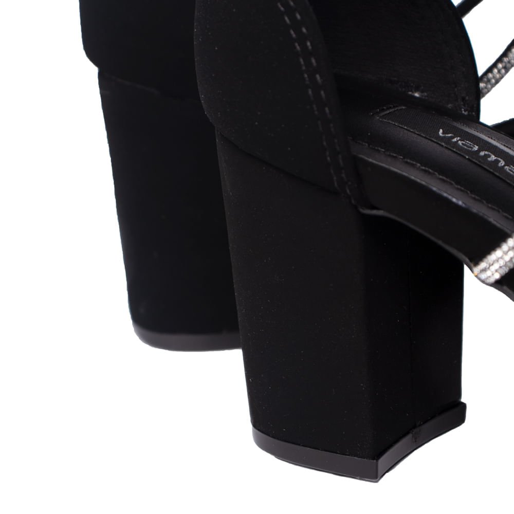 Scarpin Feminino Via Marte Nobuck Tiras Brilho Preto Preto 5