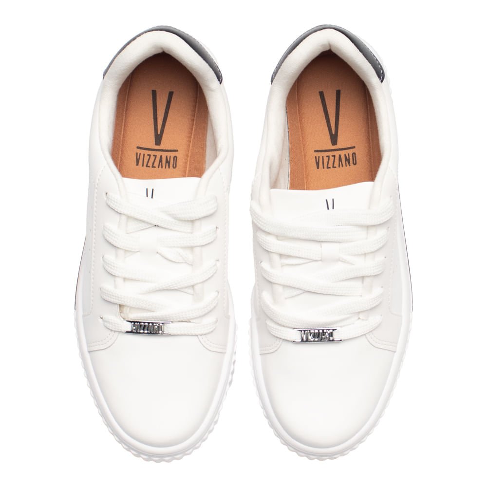 Tênis Feminino Vizzano Pelica Detalhe Metalizado Branco/Preto Branco/Preto 4