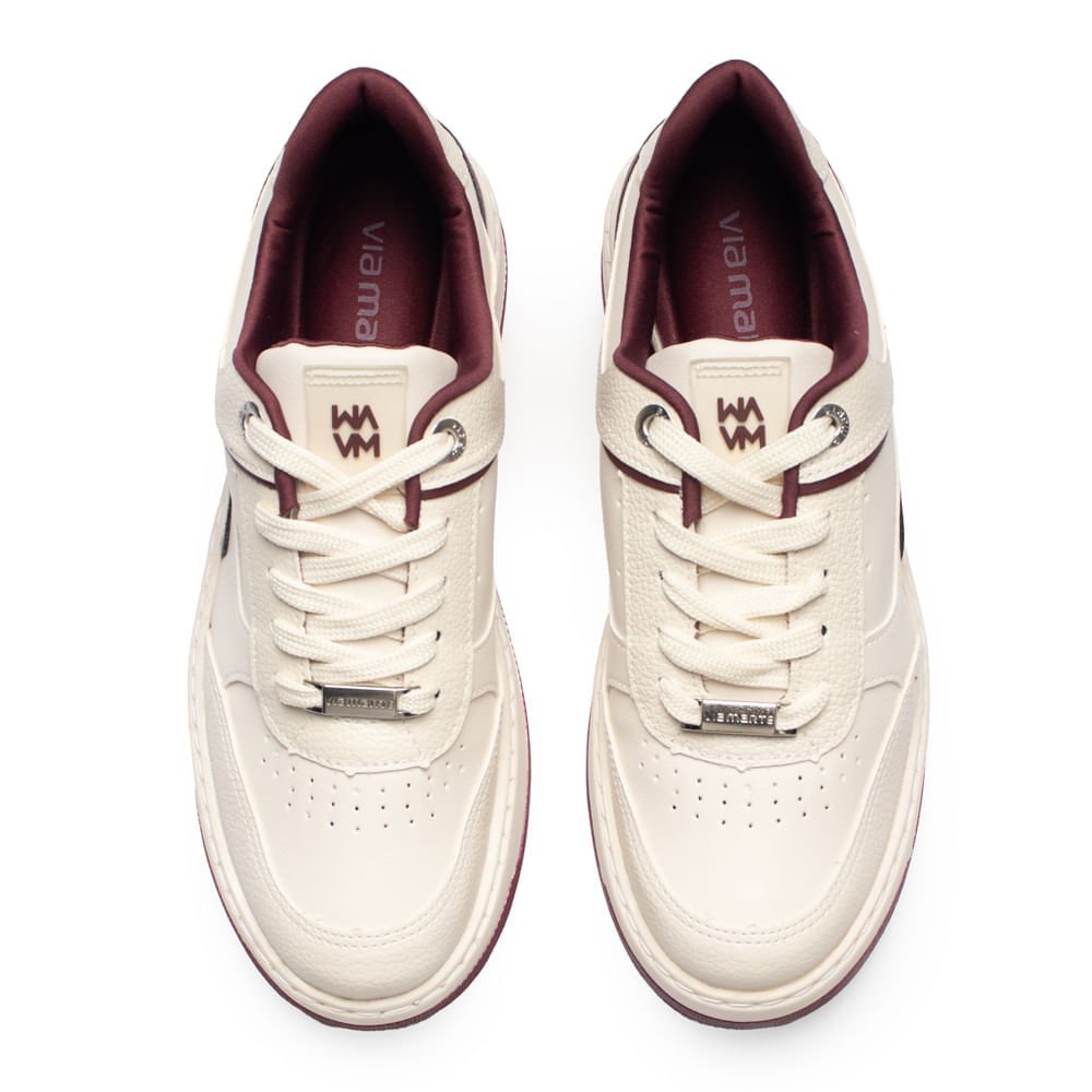 Tênis Feminino Via Marte Casual Recortes Off White/Bordô Off White 4