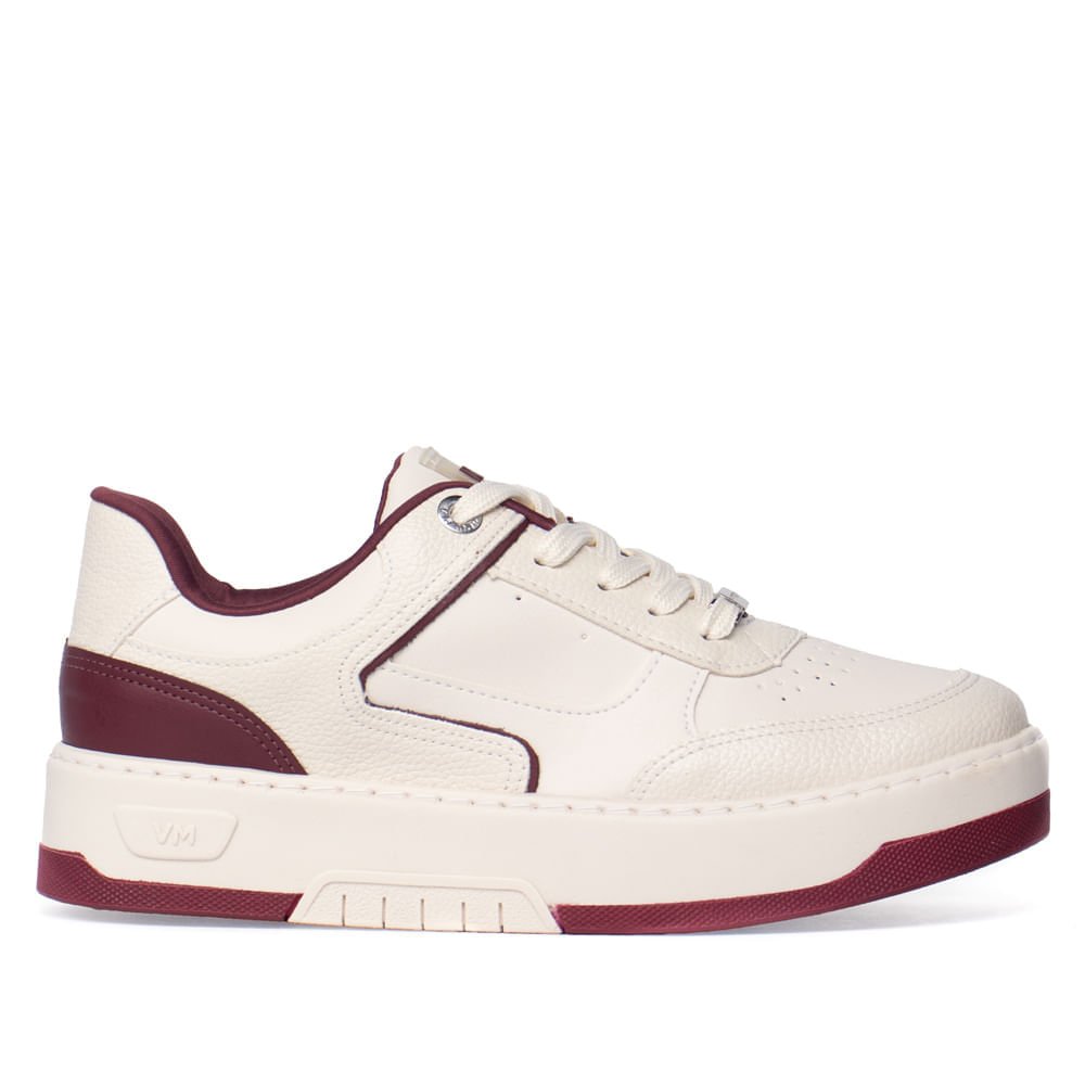 Tênis Feminino Via Marte Casual Recortes Off White/Bordô Off White 1
