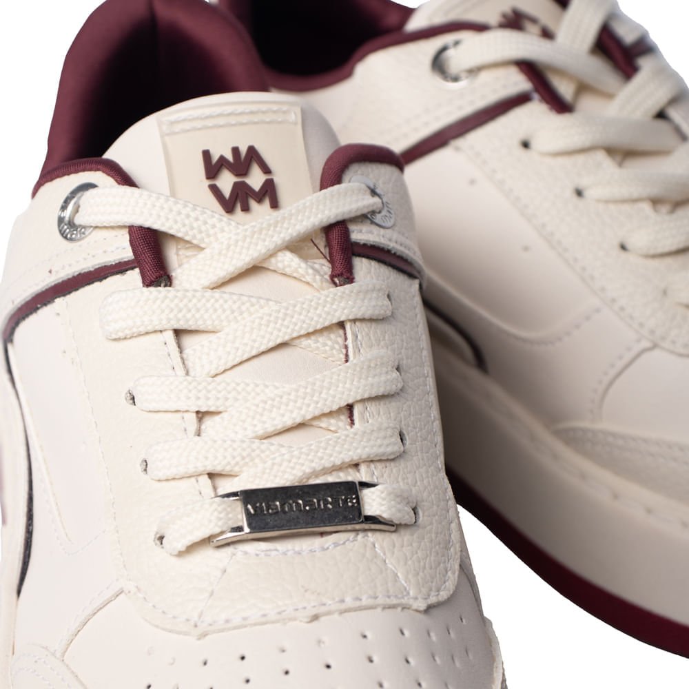 Tênis Feminino Via Marte Casual Recortes Off White/Bordô Off White 6