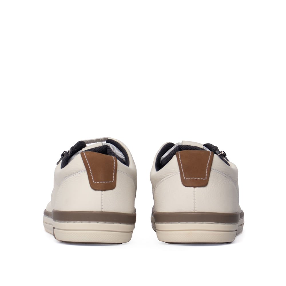 Sapatênis Masculino Pegada Couro Calce Fácil Off White/Cinza Off White 3