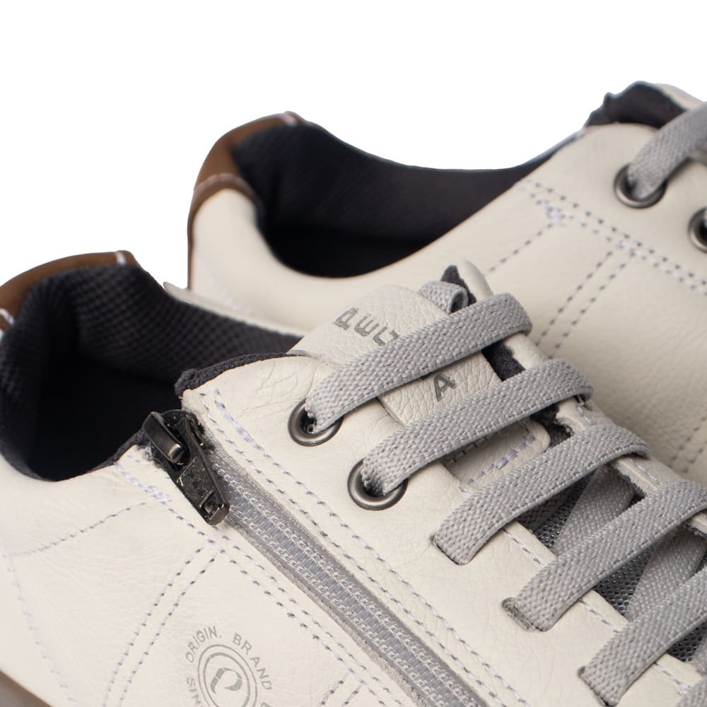 Sapatênis Masculino Pegada Couro Calce Fácil Off White/Cinza Off White 5