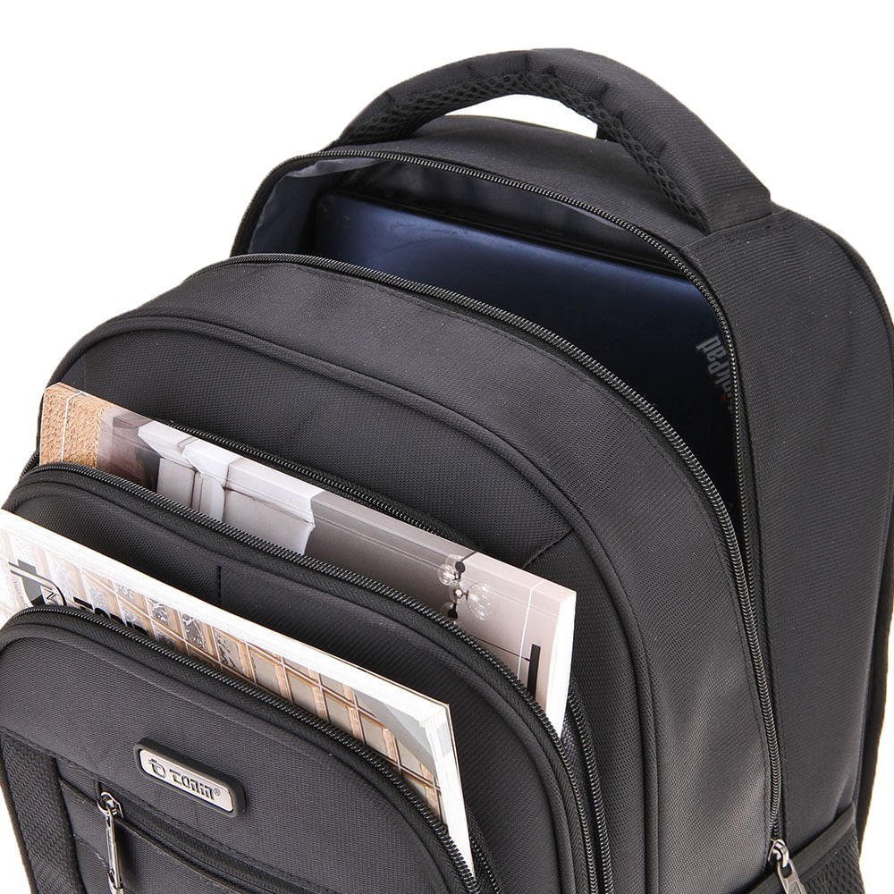 Mochila Unissex Tonin 2104 Compartimentos Frontais Preto Preto 4