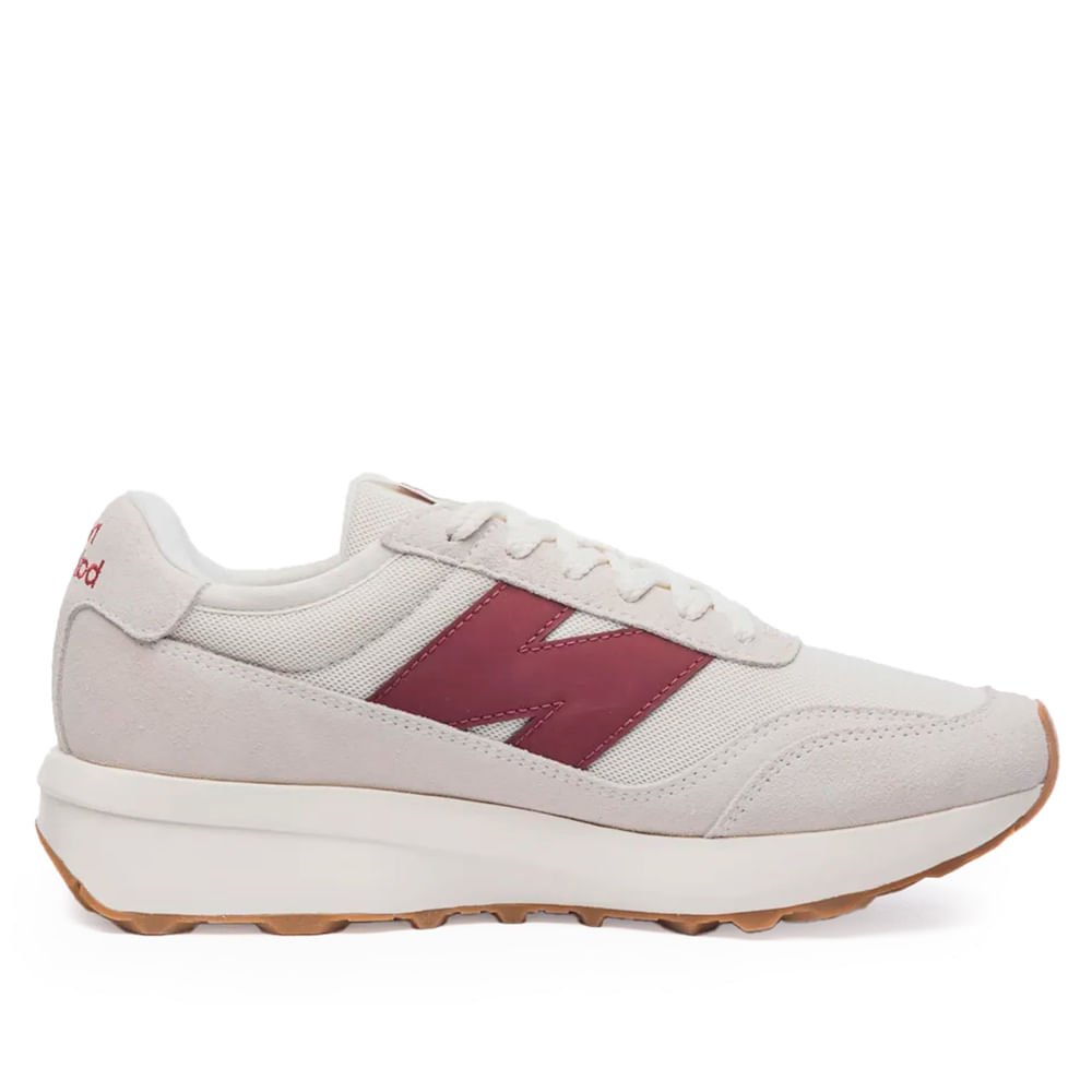 Tênis Unissex New Balance 370 Camurça Mesh Bege/bordo