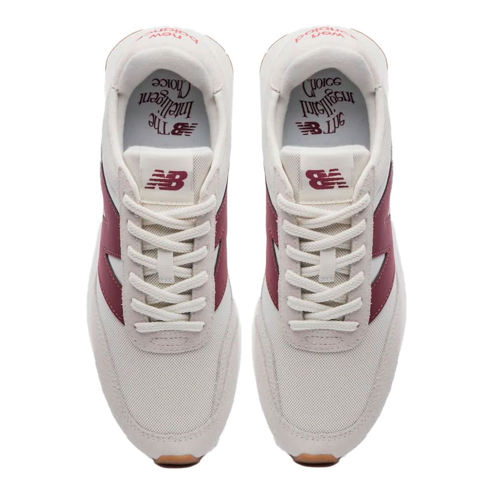 Tênis Unissex New Balance 370 Camurça Mesh Bege/bordo Bege 4