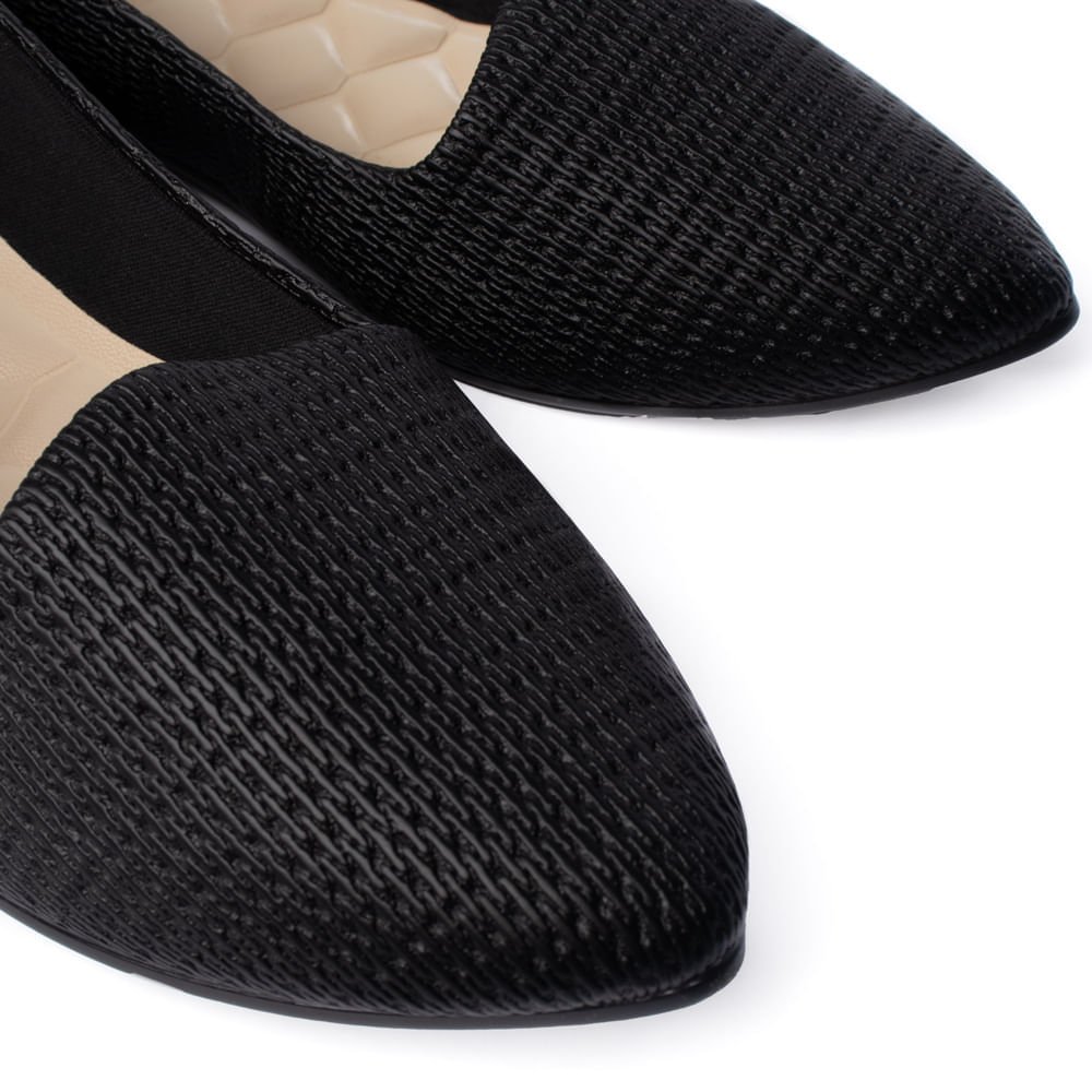 Sapatilha Feminina Moleca Napa Texturizada Preto Preto 5