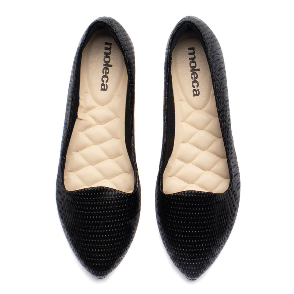 Sapatilha Feminina Moleca Napa Texturizada Preto Preto 4