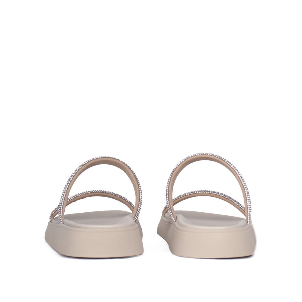 Sandália Feminina Moleca Flatform Pedrarias Creme/Cinza Creme 3