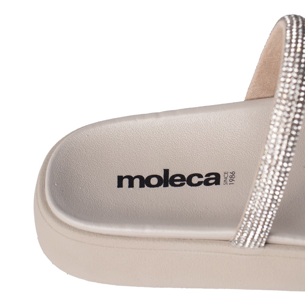 Sandália Feminina Moleca Flatform Pedrarias Creme/Cinza Creme 5