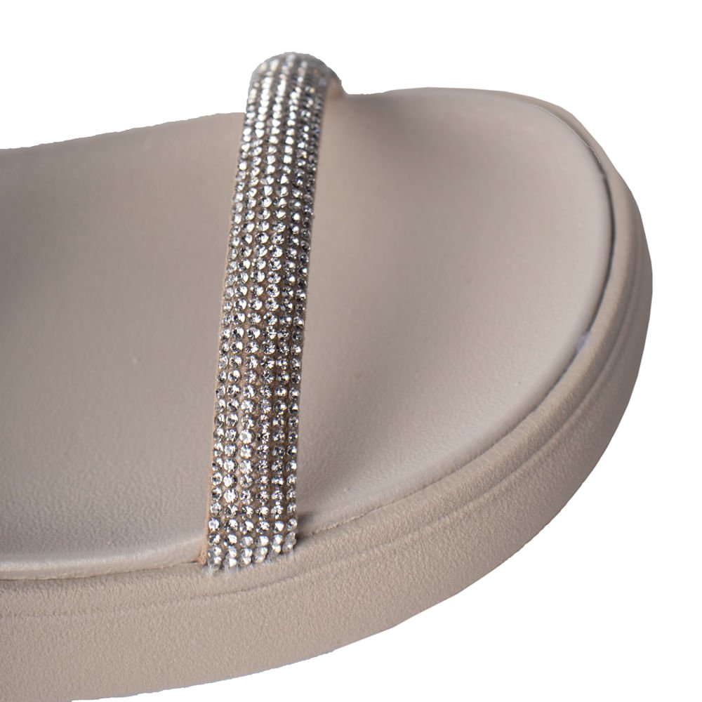 Sandália Feminina Moleca Flatform Pedrarias Creme/Cinza Creme 6