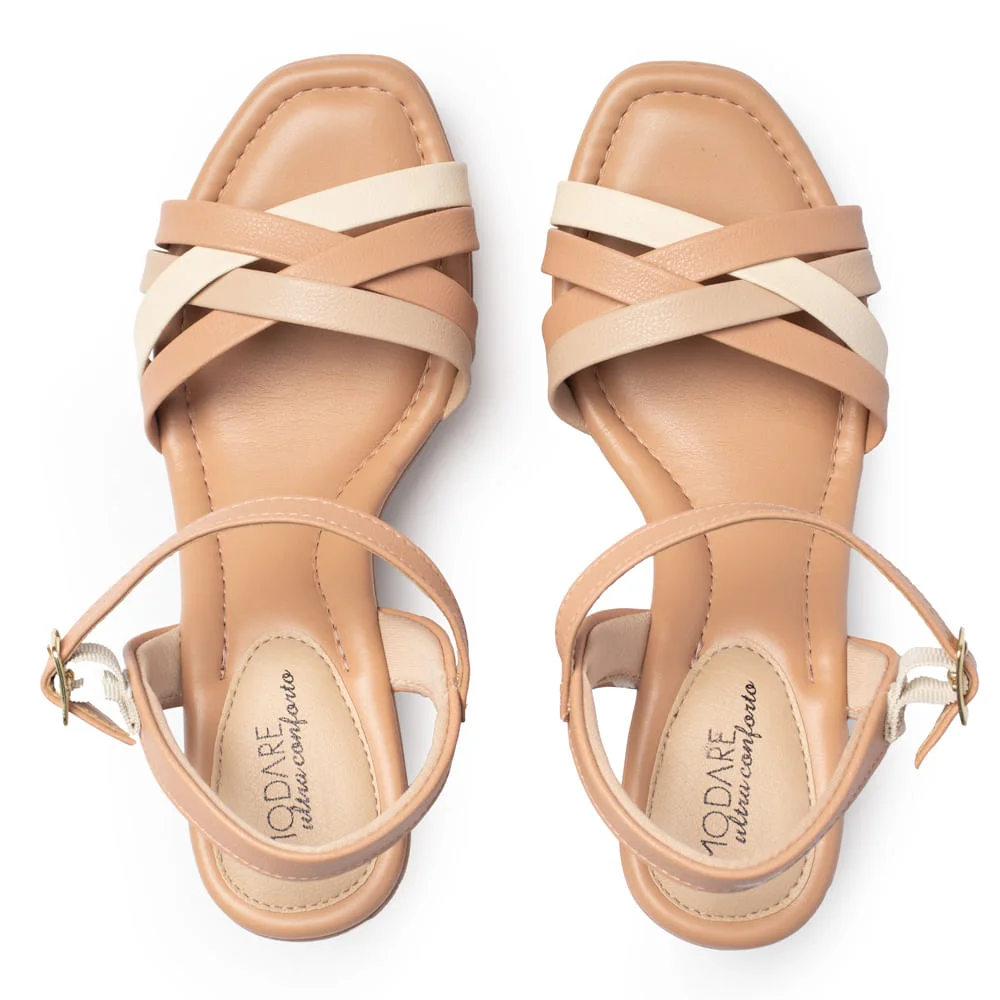 Sandália Feminina Modare Meia Pata Tiras Cruzadas Nude/Bege Nude 4