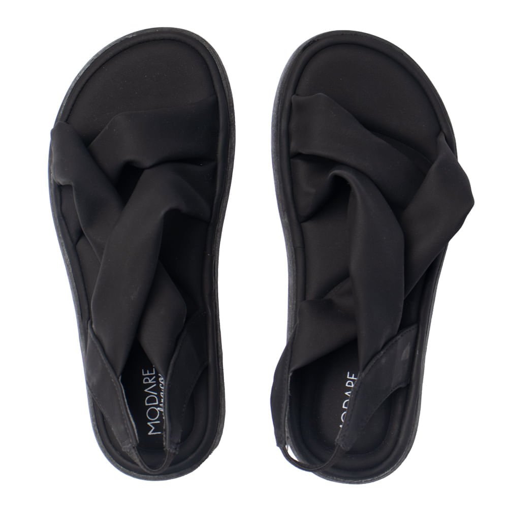 Sandália Feminina Modare Nobuck Elástico Conforto Preto Preto 4
