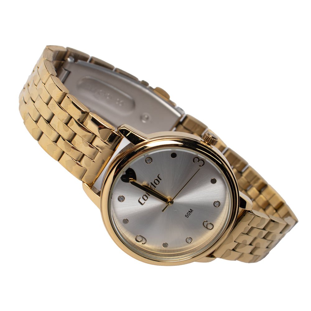 Relógio Feminino Condor Kit CO2035NAT/K4D Corações Dourado Dourado 4