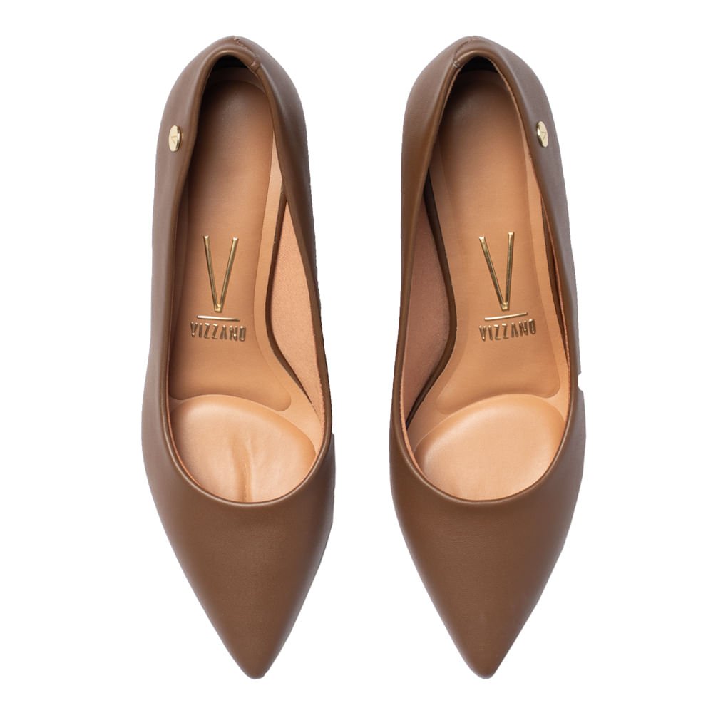 Scarpin Feminino Vizzano Bico Fino Salto Médio Capuccino Cappuccino 4