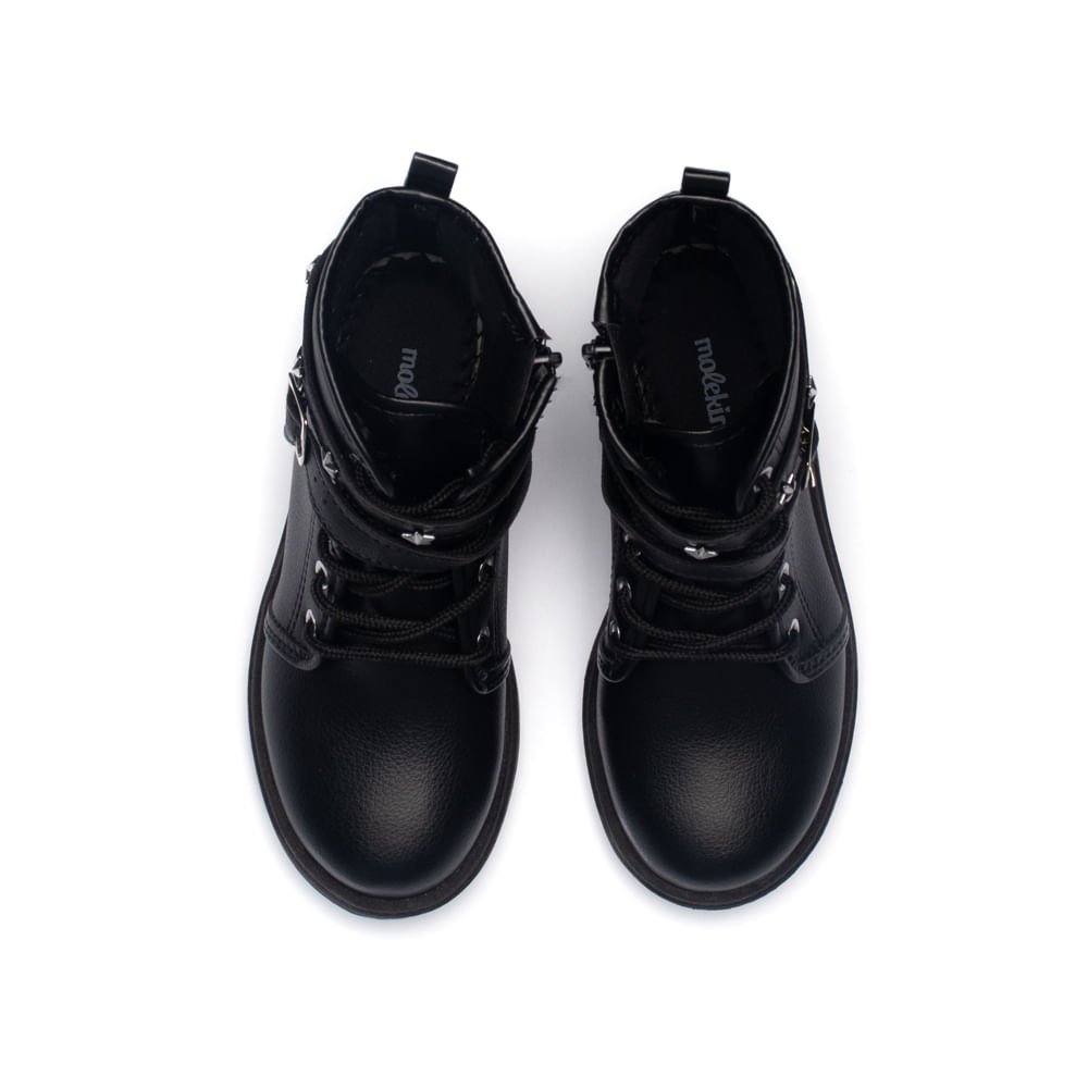 Coturno Infantil Molekinha Napa Tira Estrelas Preto Preto 4