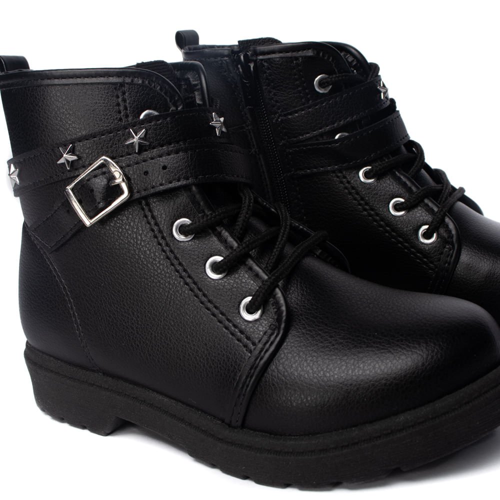 Coturno Infantil Molekinha Napa Tira Estrelas Preto Preto 5