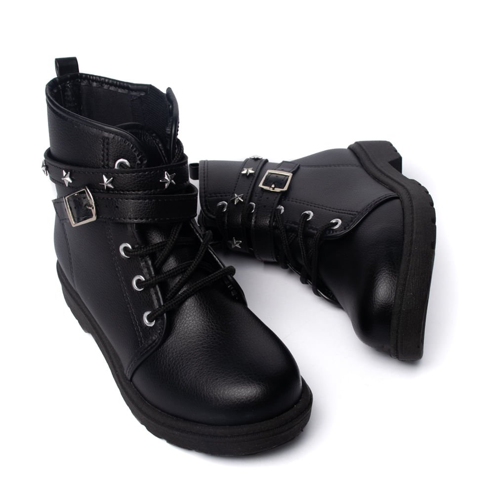 Coturno Infantil Molekinha Napa Tira Estrelas Preto Preto 6