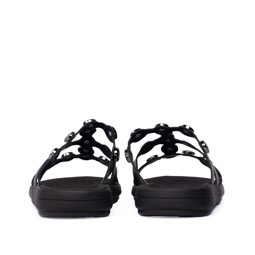 Chinelo Feminino Moleca Flatform Napa Metalizados Preto Preto 4