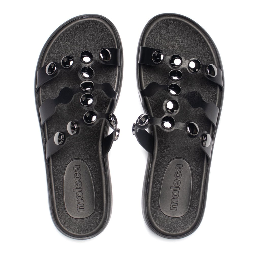 Chinelo Feminino Moleca Flatform Napa Metalizados Preto