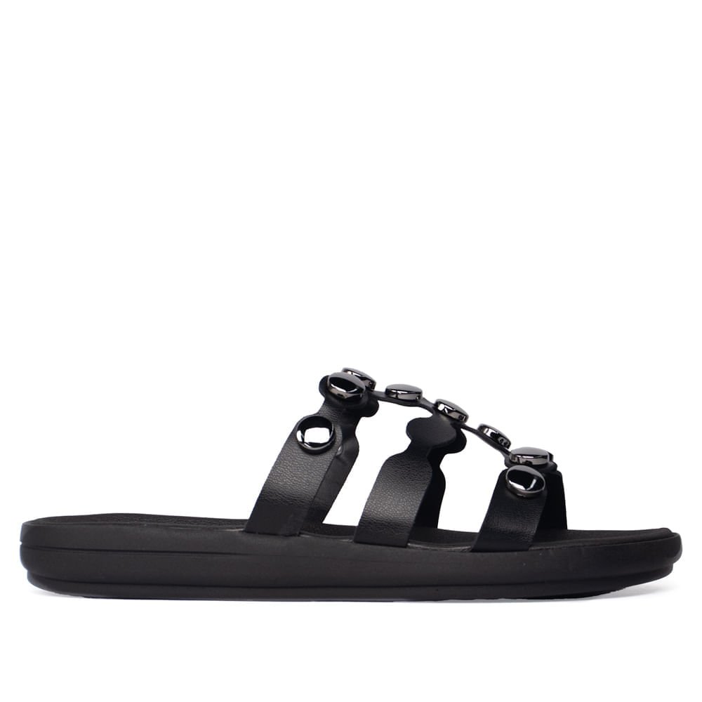 Chinelo Feminino Moleca Flatform Napa Metalizados Preto Preto 2