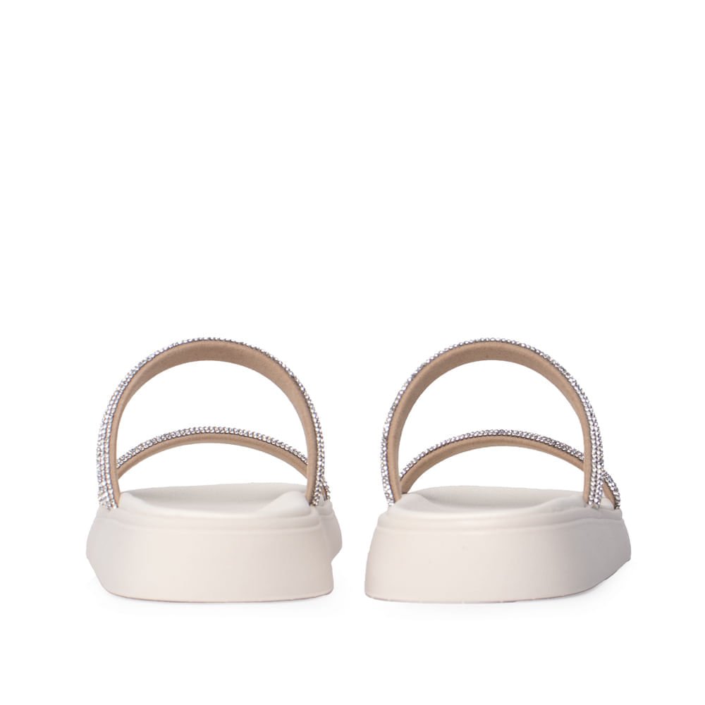 Sandália Feminina Moleca Flatform Pedrarias Creme Creme 4
