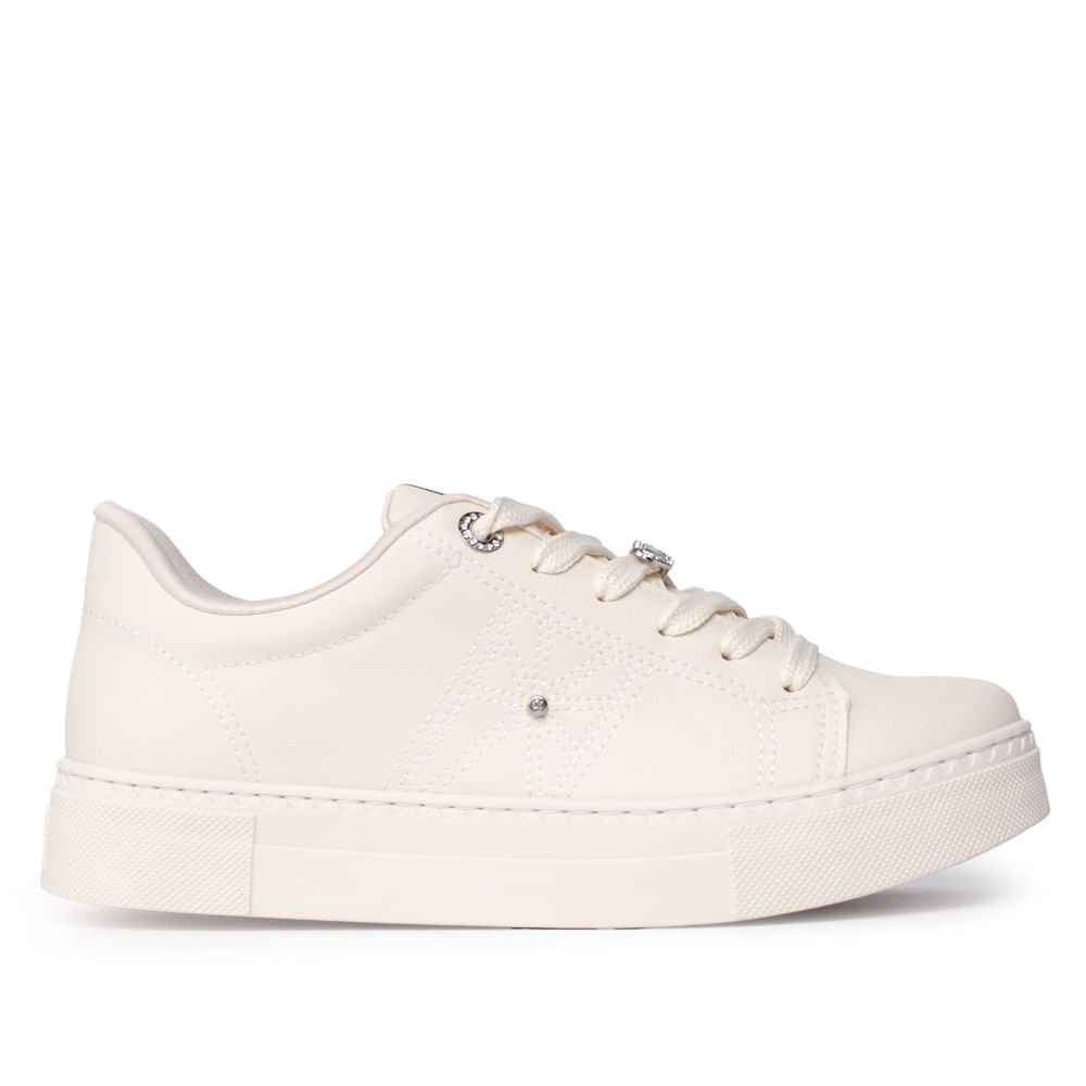 Tênis Feminino Via Marte Casual Pedrarias Off White