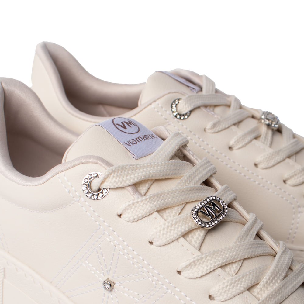 Tênis Feminino Via Marte Casual Pedrarias Off White Off White 5