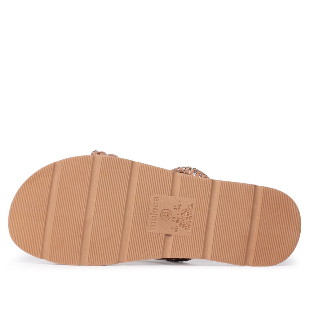 Sandália Feminina Moleca Flatform Trançada Brilhosa Nude Nude 2