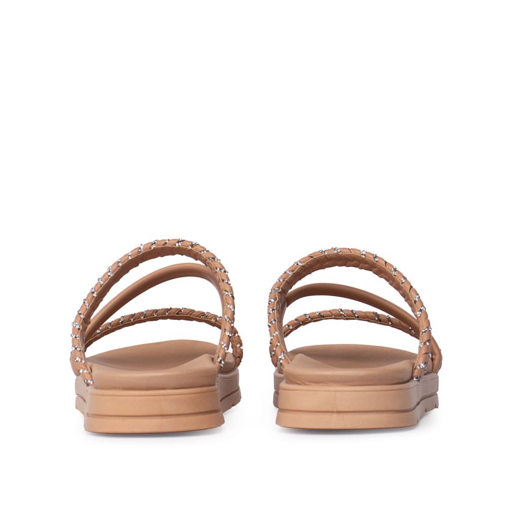 Sandália Feminina Moleca Flatform Trançada Brilhosa Nude Nude 3