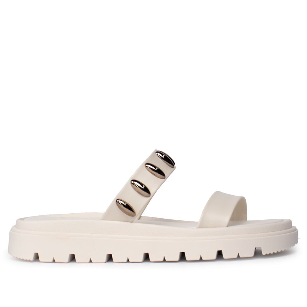 Chinelo Feminino Moleca Flatform Aplicações Branco