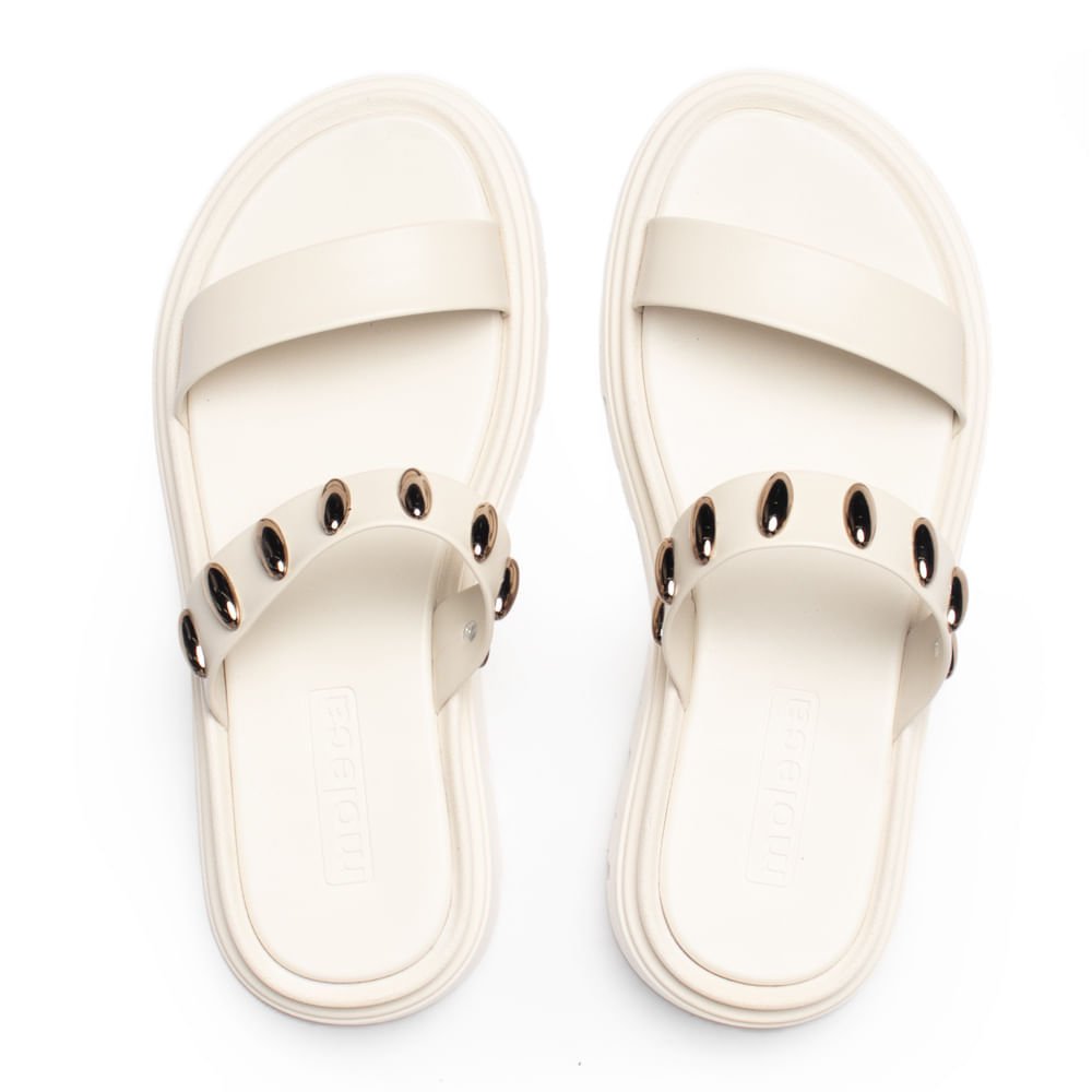 Chinelo Feminino Moleca Flatform Aplicações Branco Branco 4