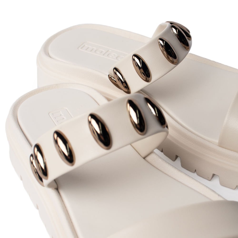 Chinelo Feminino Moleca Flatform Aplicações Branco Branco 5