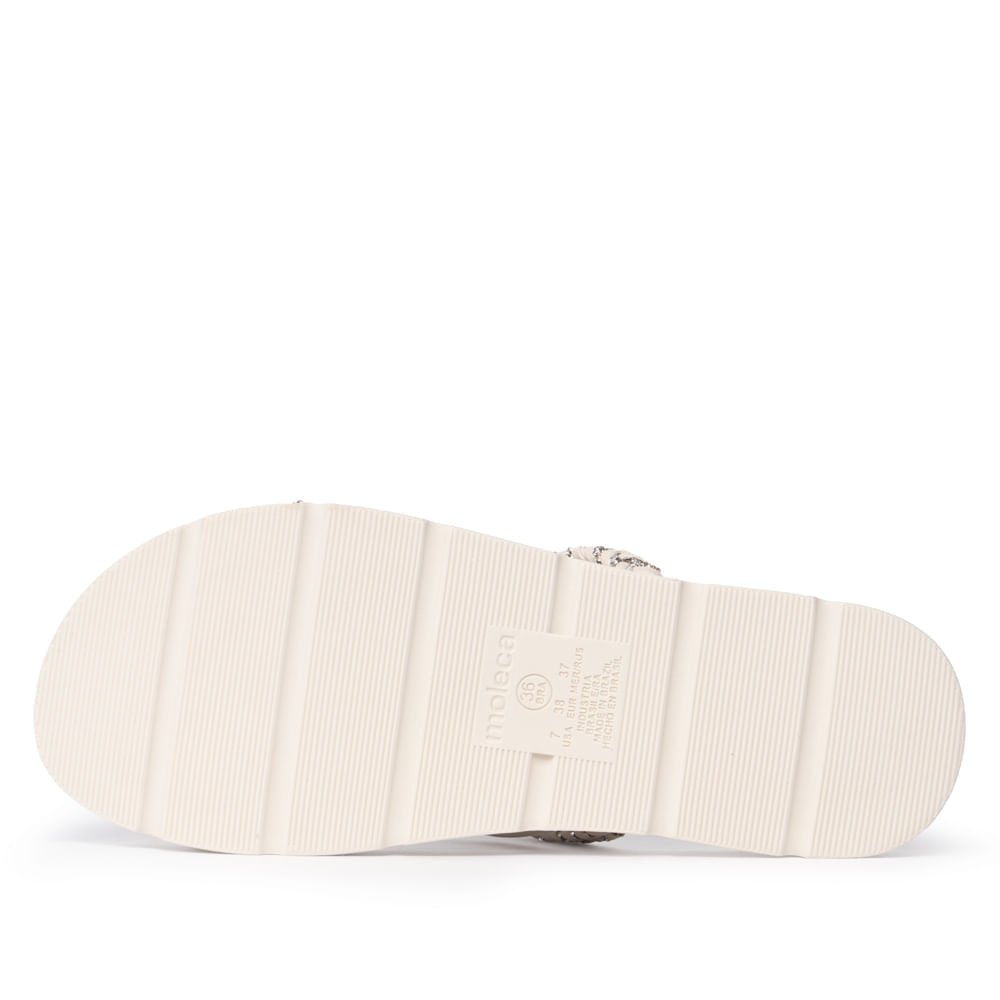 Sandália Feminina Moleca Flatform Trançada Brilhosa Branco Branco 2