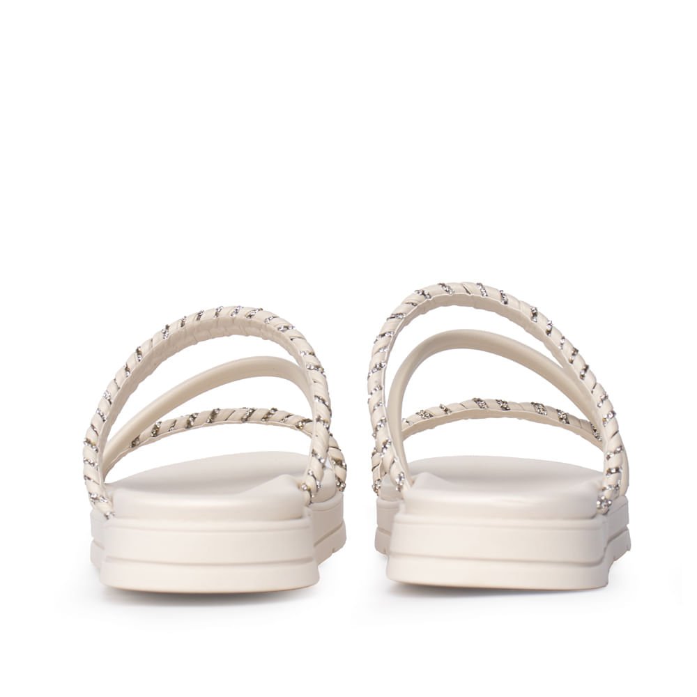 Sandália Feminina Moleca Flatform Trançada Brilhosa Branco Branco 3