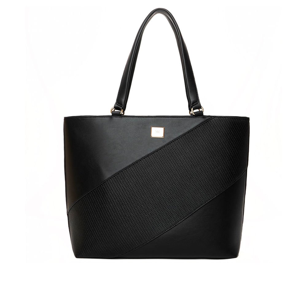 Bolsa Feminina Rafitthy Tote Grande Texturizada Preta Preto 1