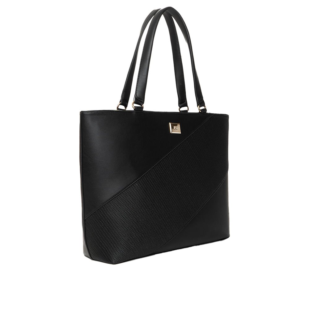 Bolsa Feminina Rafitthy Tote Grande Texturizada Preta Preto 3