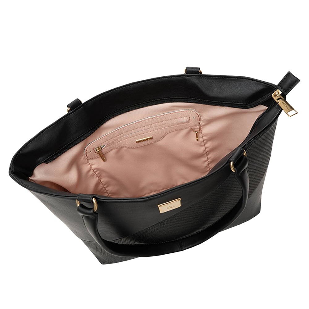 Bolsa Feminina Rafitthy Tote Grande Texturizada Preta Preto 4