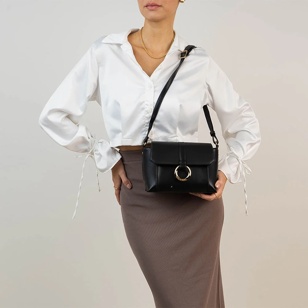 Bolsa Feminina Rafitthy Transversal Pequena Moderno Preto Preto 5