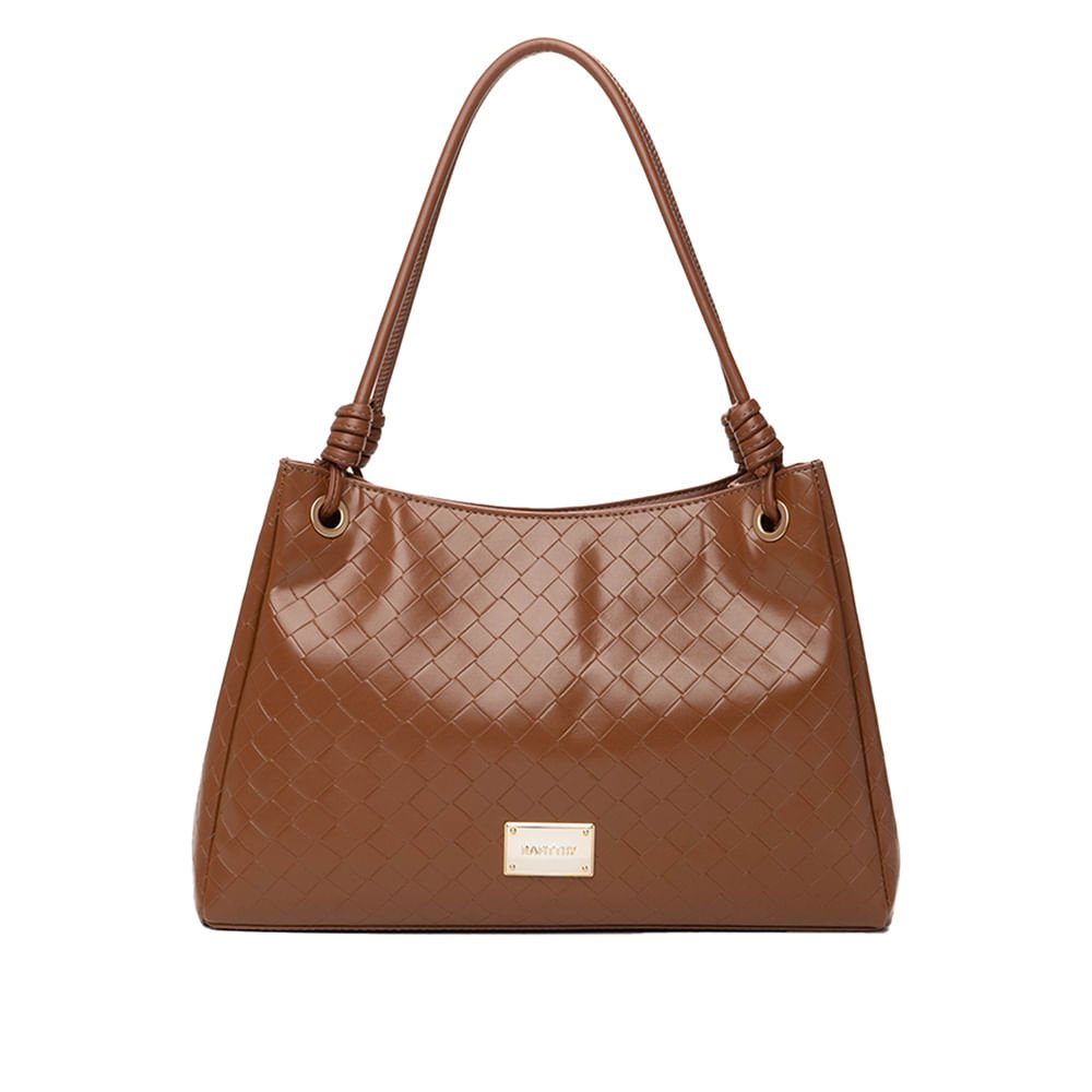 Bolsa Feminina Rafitthy Tote Média Tressê Amarração Caramelo