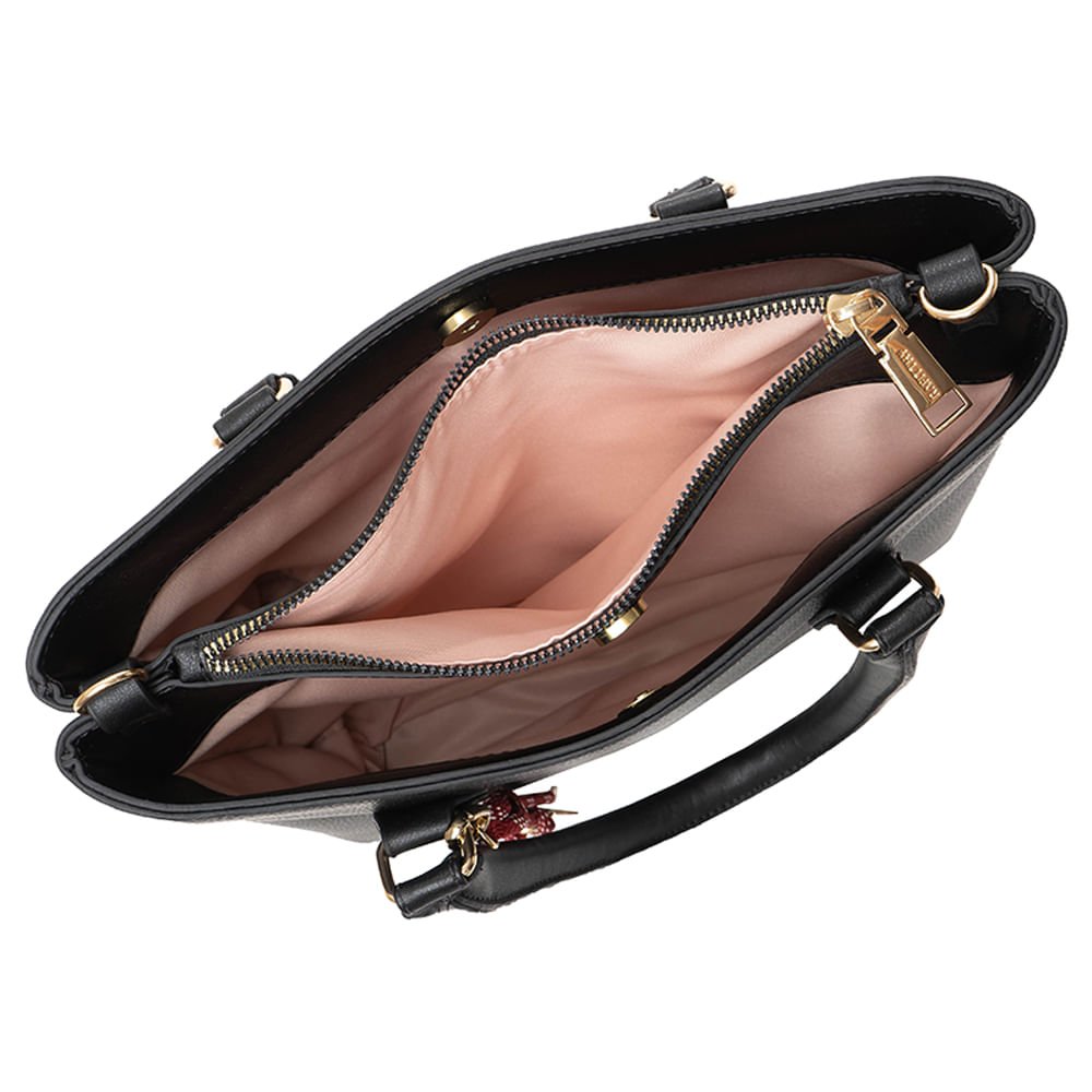 Bolsa Feminina Rafitthy Tote Média 3 Compartimentos Preto Preto 4