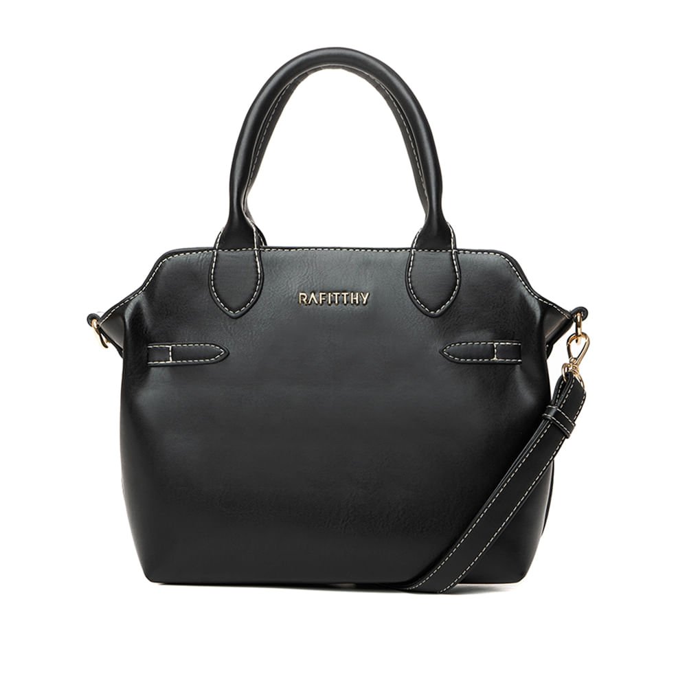 Bolsa Feminina Rafitthy Tote Média Costura Preto